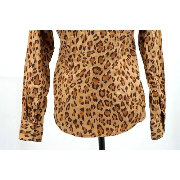 Lauren Ralph Lauren Shirt Women Small Petite Animal Print Button Up 100% Cotton - Picture 8 of 10